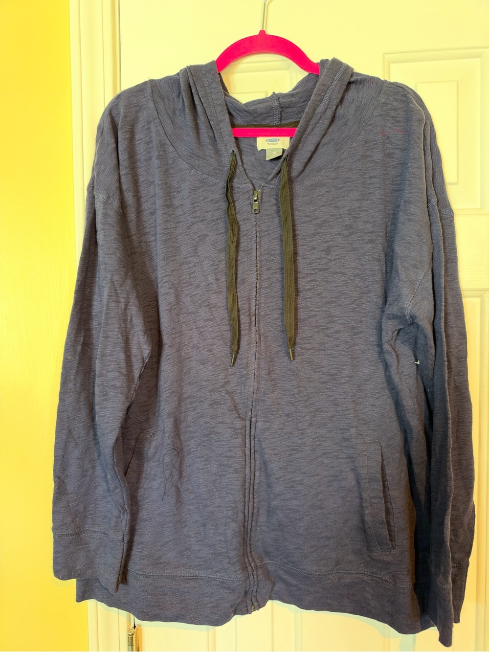 Old Navy Heathered Navy Zip-Up Hooded Jacket